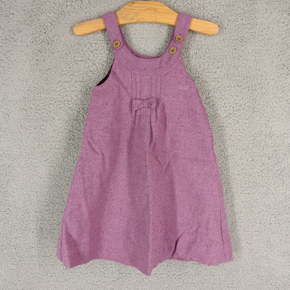 Steiff Germany Sz 98cm/3 Purple Jumper Dress Girls Sleeveless Buttons Bow Accent - Picture 1 of 7